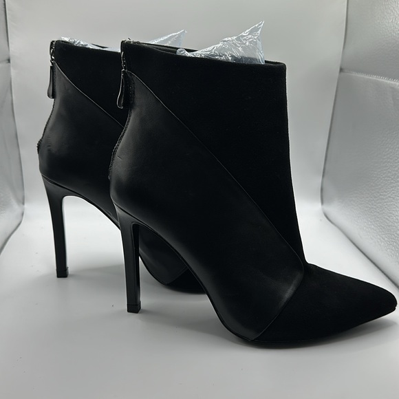 ZARA Black Suede & Leather Ankle Boots - Picture 3 of 10